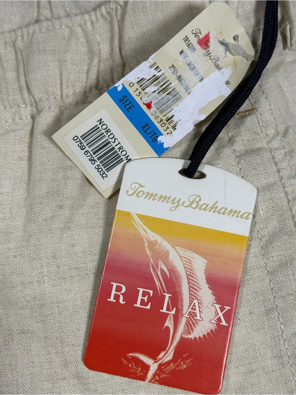 Tommy Bahama Linen Pants Mens XL Relax Coastal Resort Beach Drawstring Beige NWT